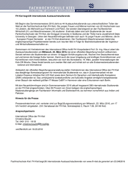 FH Kiel begr&uuml;&szlig;t internationale Austauschstudierende