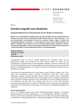Dornbirn begr&uuml;&szlig;t neue Studenten