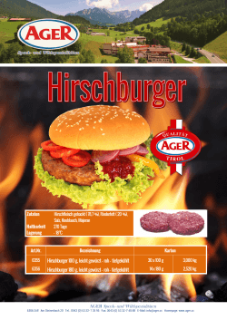 AGER Speck- und Wildspezialitäten Hirschburger 100 g, leicht