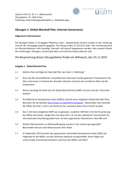 Übungen 1: Global Marshall Plan, Internet Governance Die