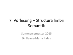 5. Vorlesung * Structura limbii Semantik