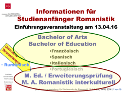 Informationen zum Studienverlauf