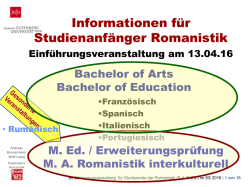 Informationen zum Studienverlauf