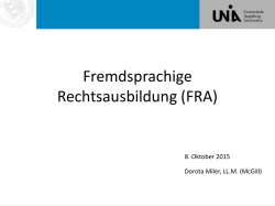 Die Präsentation über die FRA für die Orientierungsphase 2015