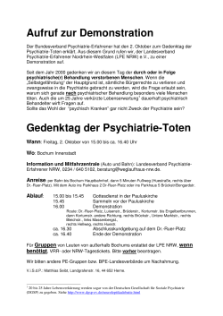 Aufruf zur Demonstration Gedenktag der Psychiatrie