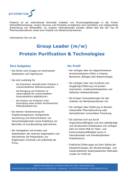 Group Leader (m/w) Protein Purification & Technologies