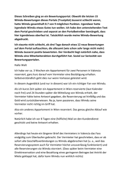 Dieses Schreiben ging an ein Bewertungsportal. Obwohl die letzten