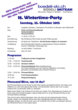 18. Wintertime-Party Sonntag, 25. Oktober 2015