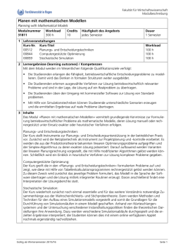 Planen mit mathematischen Modellen