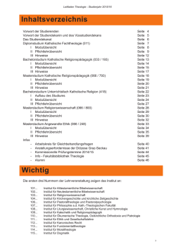 Inhaltsverzeichnis Wichtig - Karl-Franzens