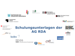 Schulungsunterlagen der AG RDA - Deutsche Nationalbibliothek