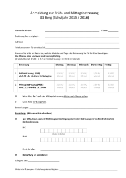 Anmeldung zur Früh- und Mittagsbetreuung GS Berg (Schuljahr