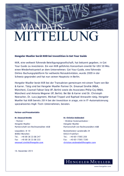Hengeler Mueller ber&auml;t KKR bei Investition in Get Your Guide