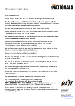 Hinweise zur Einschreibung