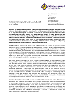 Im Haus Mariengrund wird FAMILIE gro&szlig; geschrieben