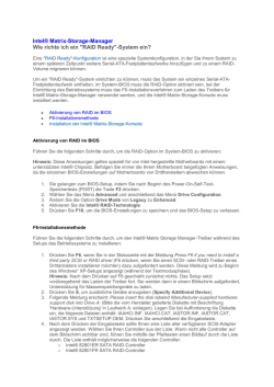 Intel&reg; Matrix-Storage-Manager Wie richte ich ein "RAID Ready