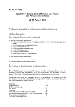 Gesch&auml;ftsverteilung der Richter/innen des Amtsgerichts in Cottbus