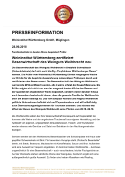 Das Weininstitut Württemberg zertifizierte unsere Besenwirtschaft neu!