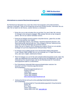 Informationen zu unserem Beschwerdemanagement Als