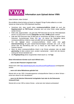 Information zum Upload deiner VWA