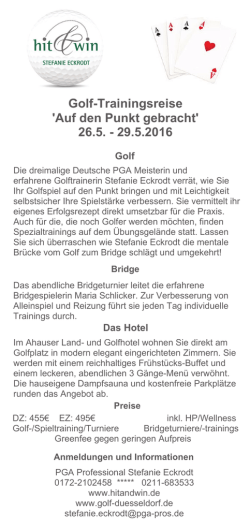 Golf-Trainingsreise `Auf den Punkt gebracht` 26.5
