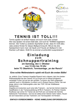 TENNIS IST TOLL!!! Einladung Schnuppertraining