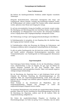 Neuregelungen im Familienrecht Neues