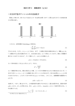 統計力学 I 講義資料（4/21） 一次元井戸型ポテンシャル中の自由粒子