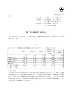 業績予想の修正に関するお知らせ