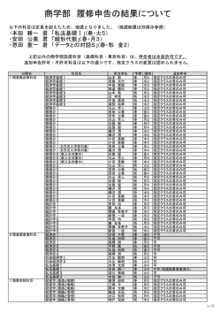 商学部 履修申告の結果について