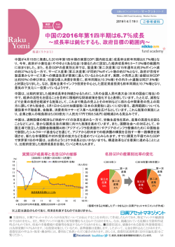 中国の2016年第1四半期は6.7％成長 中国の2016年第1四半期は6.7