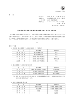 16/04/19 監査等委員会設置会社移行後の役員人事に関するお知らせ