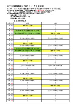 中央公園野球場（28年7月分）大会等情報
