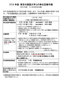 2016 年度 東京外国語大学との単位互換手続