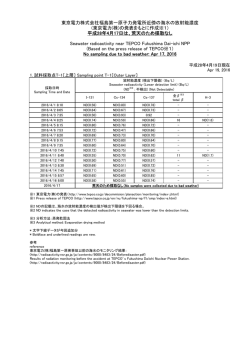 東京電力株式会社福島第一原子力発電所近傍の海域モニタリング（海水）