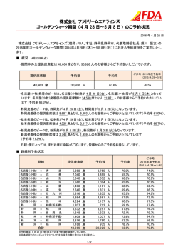株式会社 フジドリームエアラインズ ゴールデンウィーク期間 （4 月 28 日