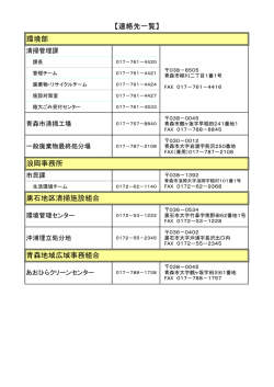 環境部 【連絡先一覧】 浪岡事務所 黒石地区清掃施設組合 青森