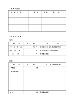 1． 事 業 計 画 書 設 備 内 容 規 格 数 量 備 考 2．収 支 予 算 書
