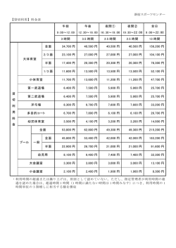 団体の利用料金はこちら - 新宿スポーツセンター