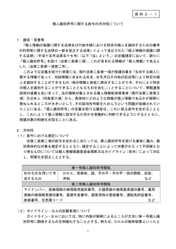 資料2－1 個人識別符号に関する政令の方向性について(PDF：134KB)