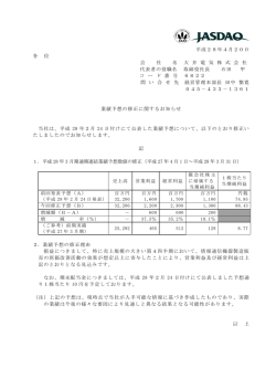 業績予想の修正に関するお知らせ