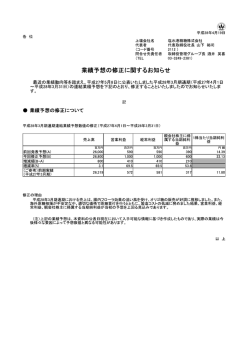 業績予想の修正に関するお知らせ
