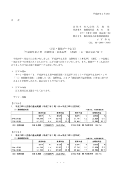 （訂正・数値データ訂正） 「平成28年2月期 決算短信〔日本基準〕（連結
