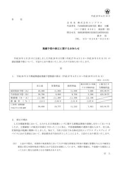 業績予想の修正に関するお知らせ