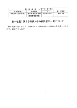 熊本地震に関する相談窓口(109KBytes) - 安心とくしま