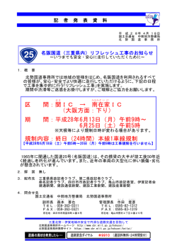 区 間：関IC &rarr; 南在家IC （大阪方面：下り） 期 間：平成28年6月13日（月
