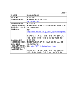 （別紙 1） 担当課室 所在地及び連絡先 中小企業庁 小規模企業振興課