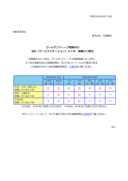 （サービスステーション）ATM営業のご案内