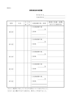 業務実施体制調書 業務の実績・経験