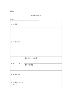 様式C 協働事業計画書 団体名 1 事業名 2 事業の詳細 3 役 割 【提案
